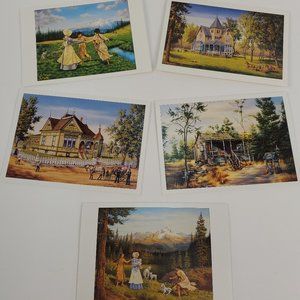 BLANK NOTE Cards W/Envelopes 15 Pk. Oil Paintings 1800's American West 5" x 7"
